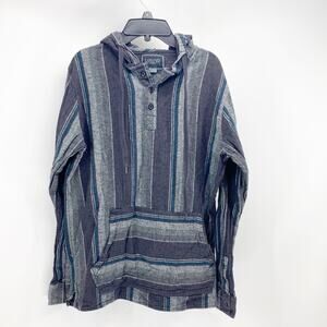 Valor Collective Long Sleeve Striped Hooded baja like shirt 100% cotton size M